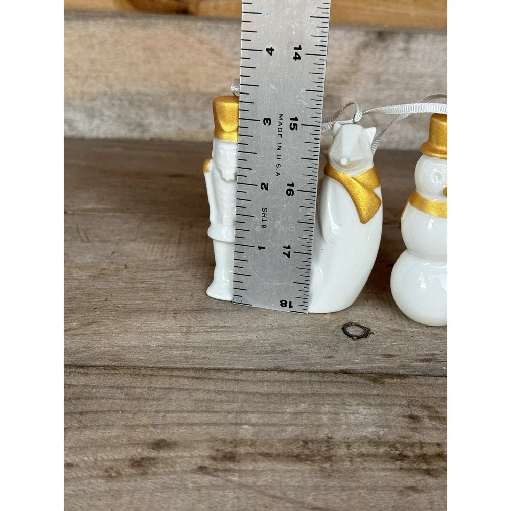 Vintage STARBUCKS Christmas Tree Ornaments Set Fox,Snowman, Nutcracker Porcelain